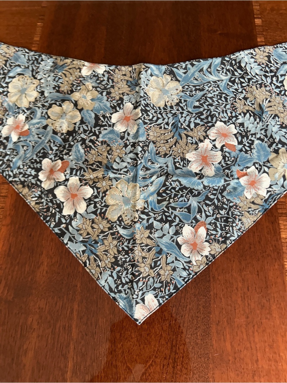 Floral Scarf in Black, Blue, Cream, and Pink 40 inches across 13 1/2 inches tall